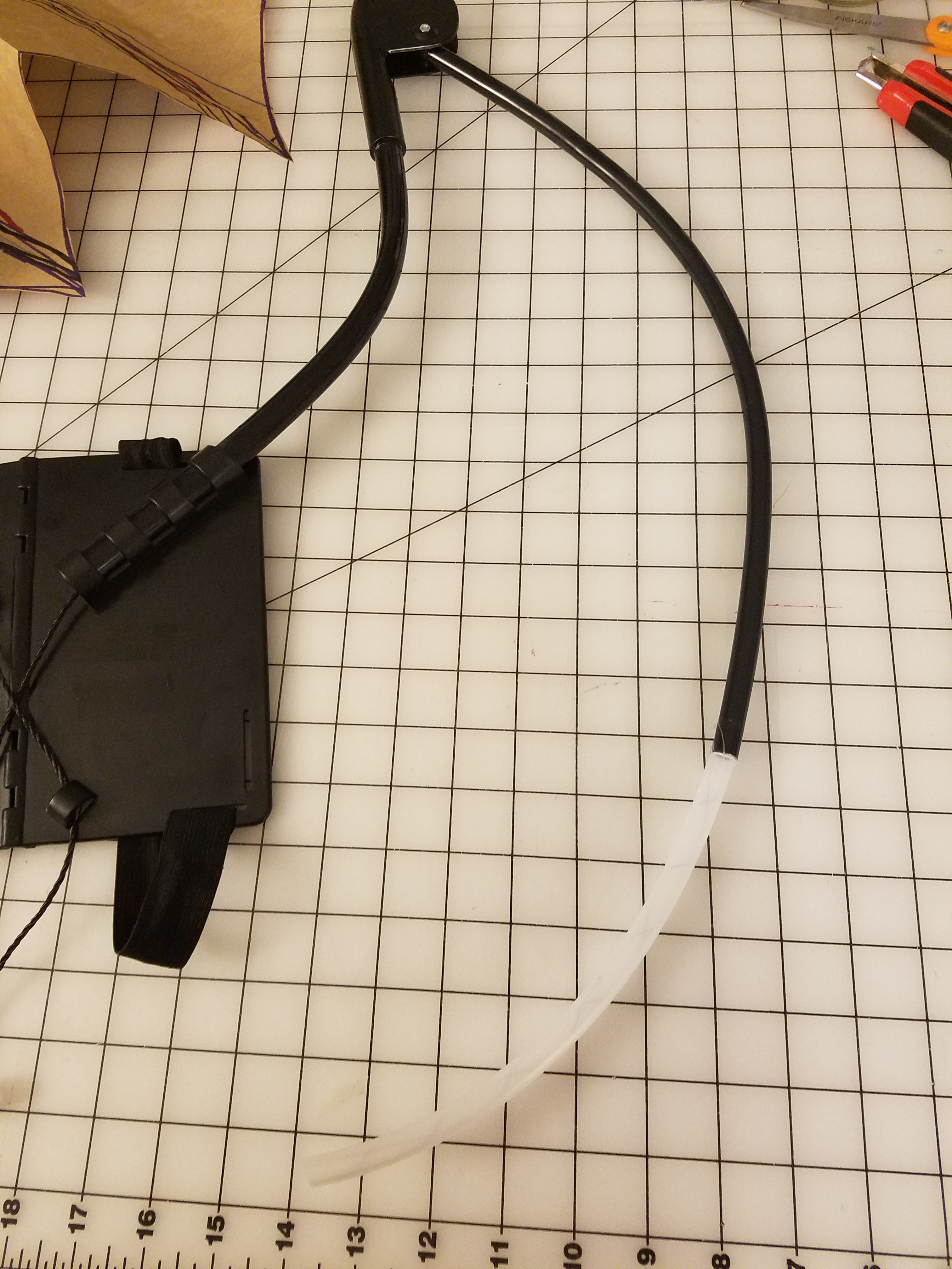 alt: Close-up of the finished wing structure for a DIY Halloween costume.