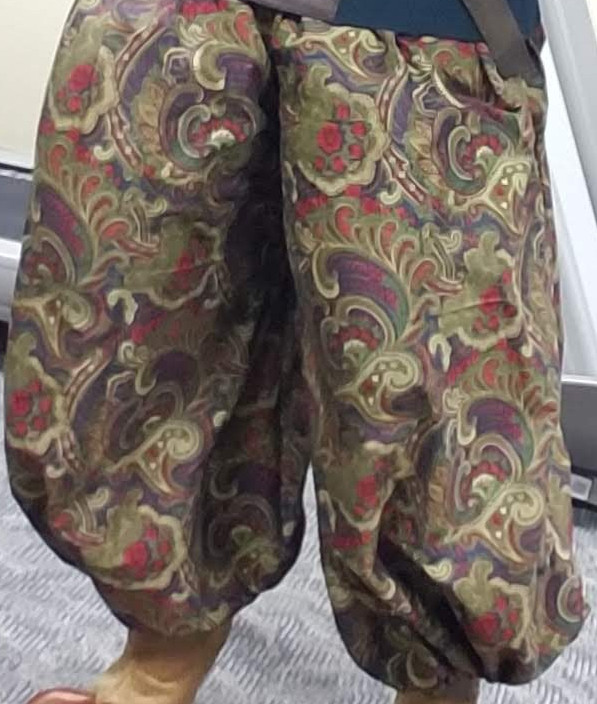 alt: Displaying the complete dragon costume, including details of the tail.