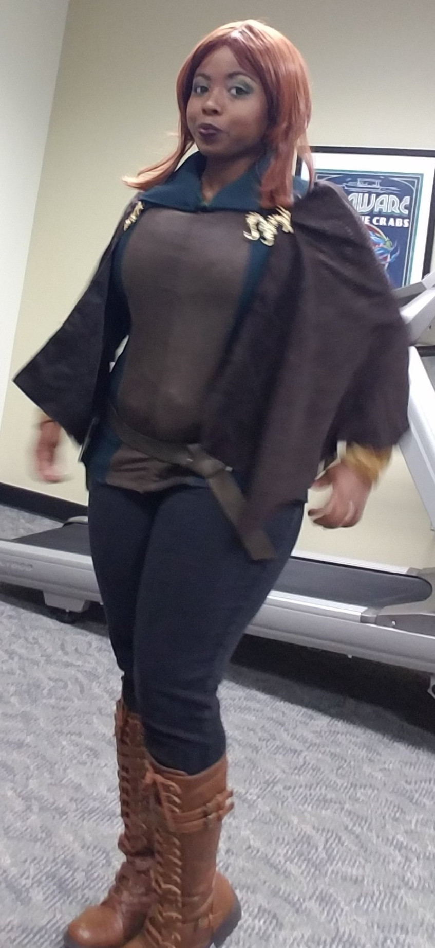 alt: The author in their dragon costume, showing a close-up of the upper body.